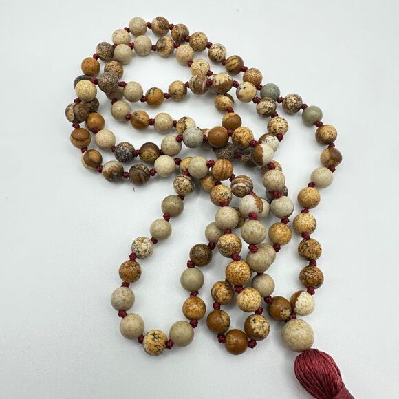 Jewelry - Beautiful 33” of picture jasper beaded necklace!